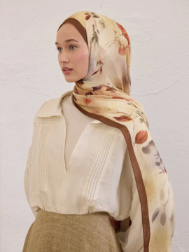 Fresh Scarfs sweet william patroon rami sjaal bruin