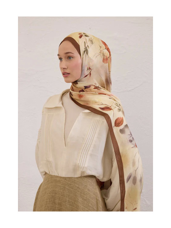Fresh Scarfs sweet william patroon rami sjaal bruin