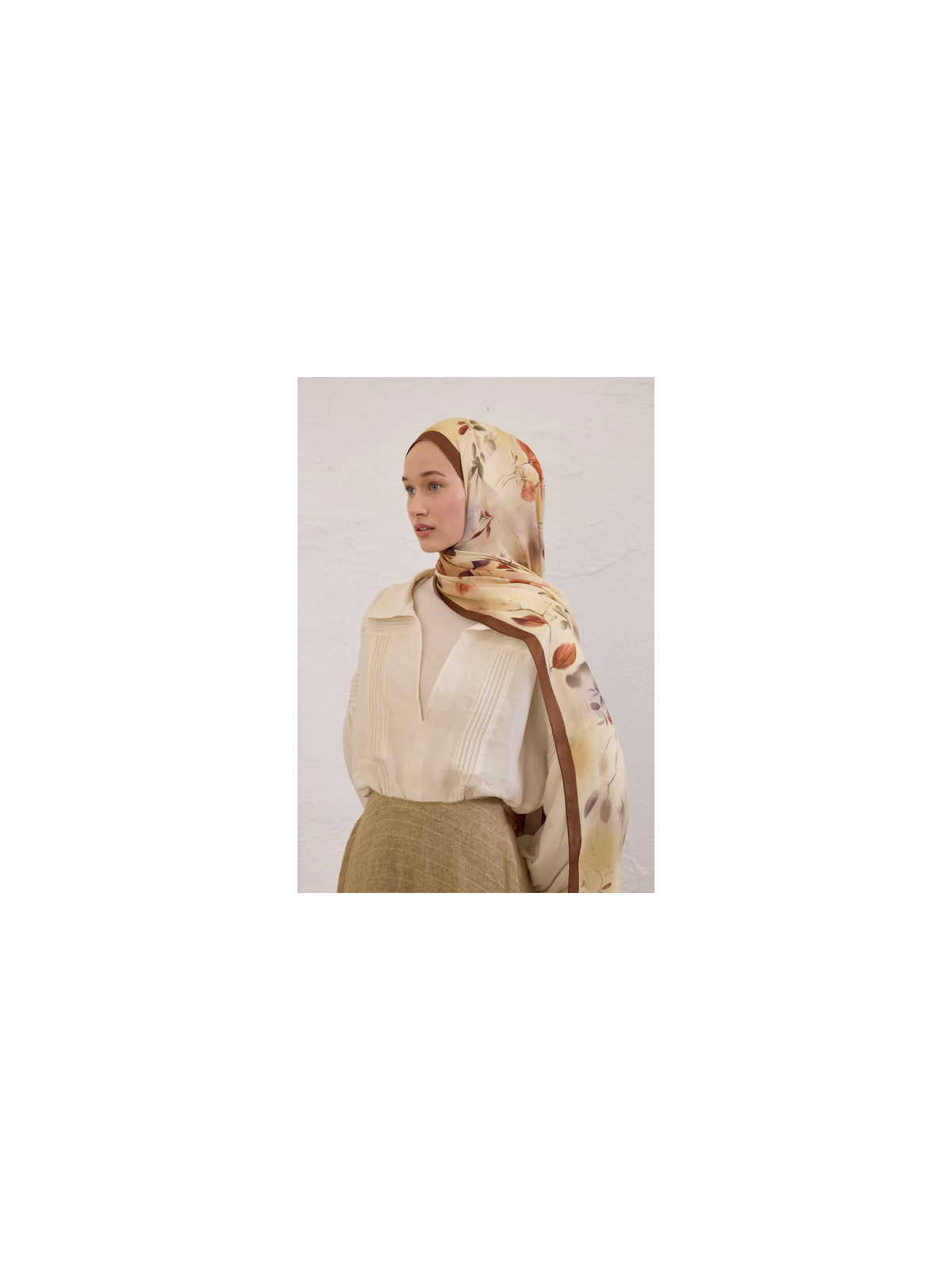 Fresh Scarfs sweet william patroon rami sjaal bruin