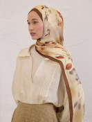 Fresh Scarfs sweet william patroon rami sjaal bruin