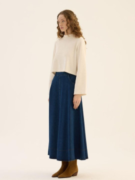 Minikterzi Uitlopende denim rok marineblauw