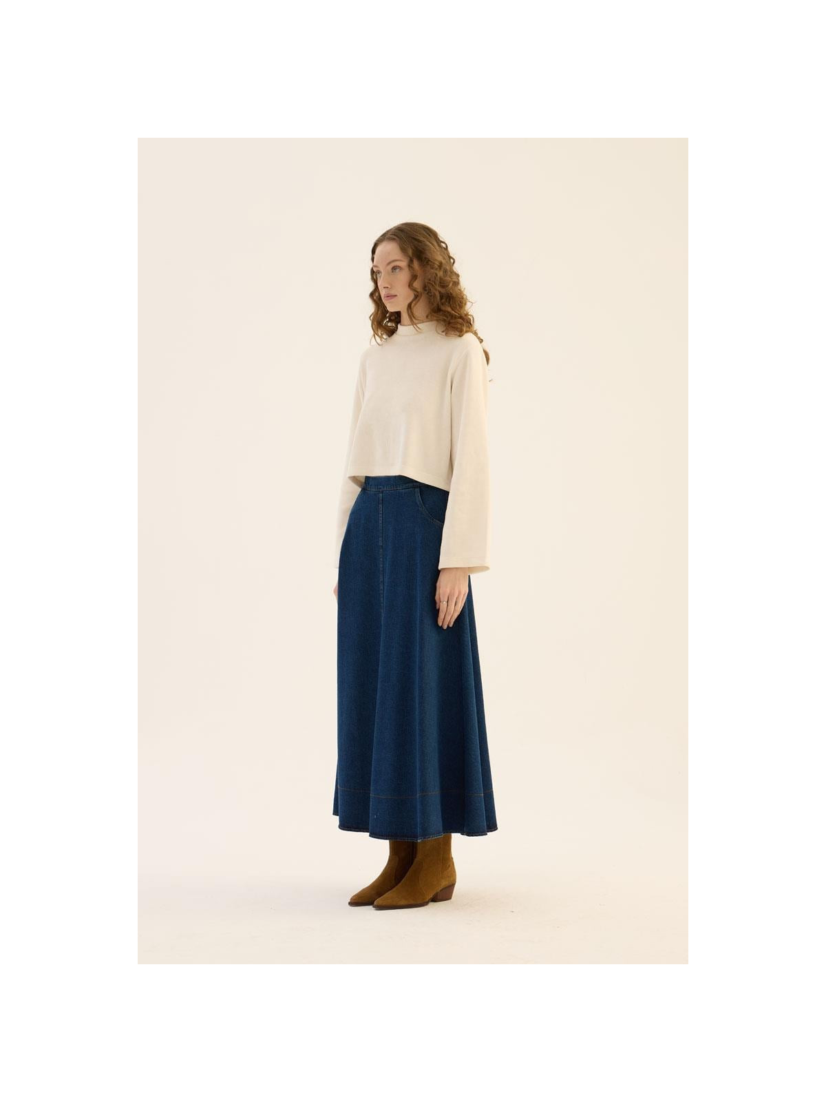 Minikterzi Uitlopende denim rok marineblauw