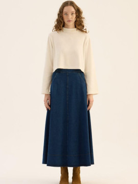 Minikterzi Uitlopende denim rok marineblauw