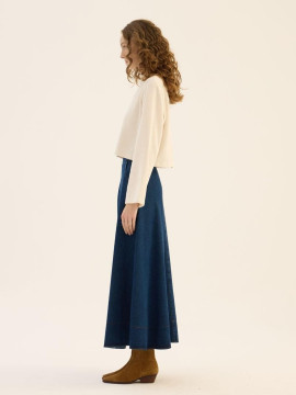 Minikterzi Uitlopende denim rok marineblauw