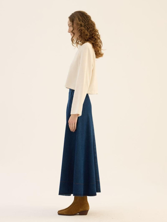 Minikterzi Uitlopende denim rok marineblauw