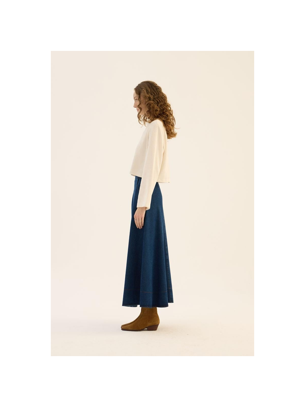 Minikterzi Uitlopende denim rok marineblauw