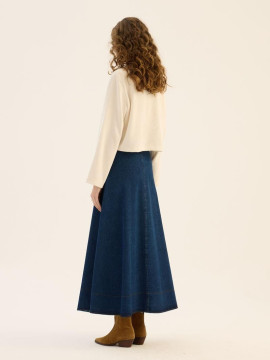 Minikterzi Uitlopende denim rok marineblauw