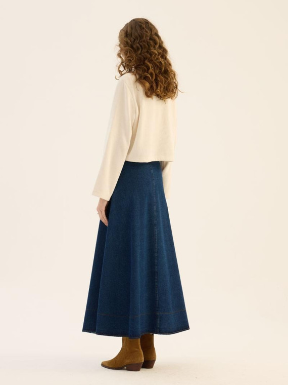 Minikterzi Uitlopende denim rok marineblauw