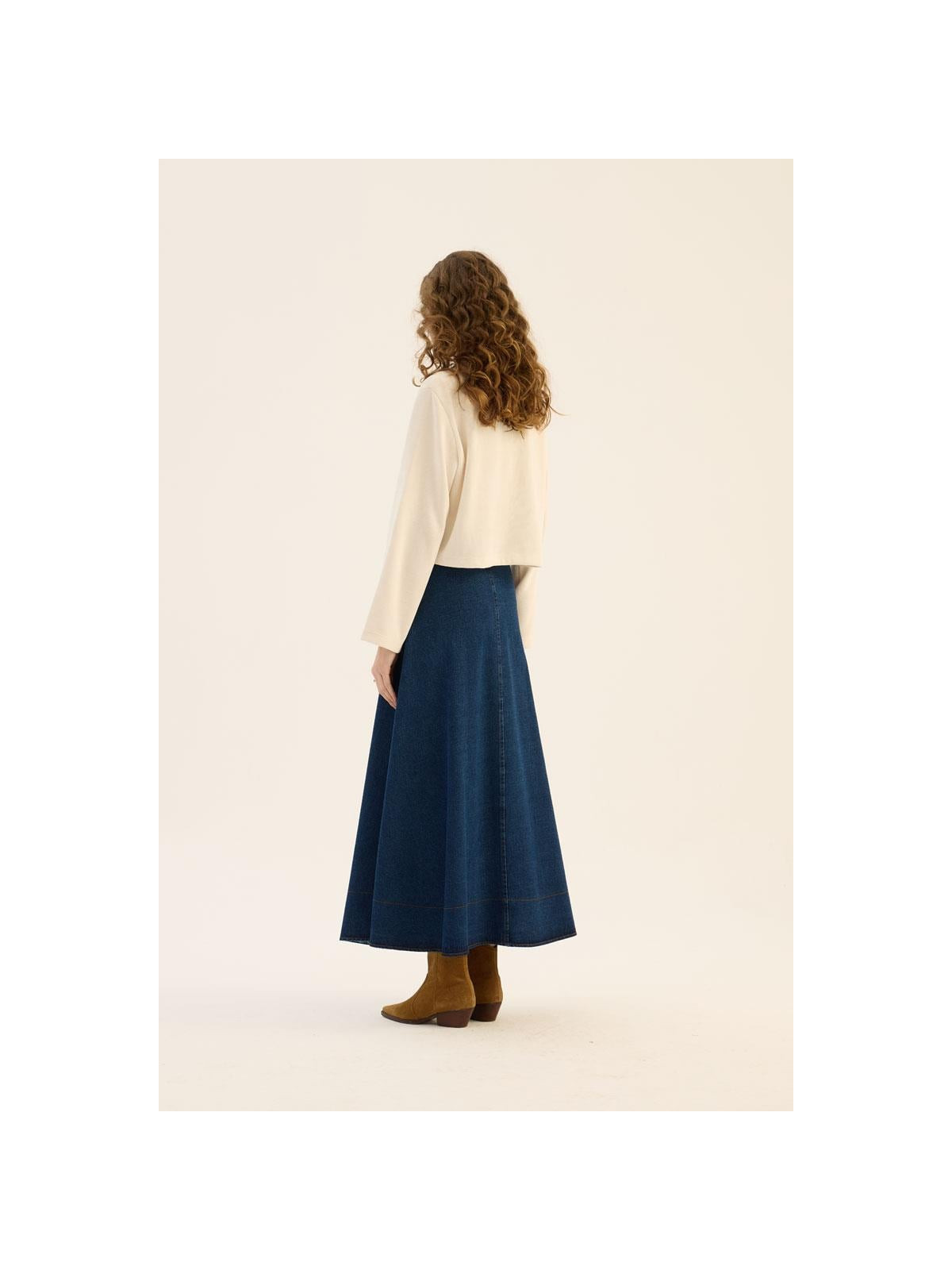 Minikterzi Uitlopende denim rok marineblauw