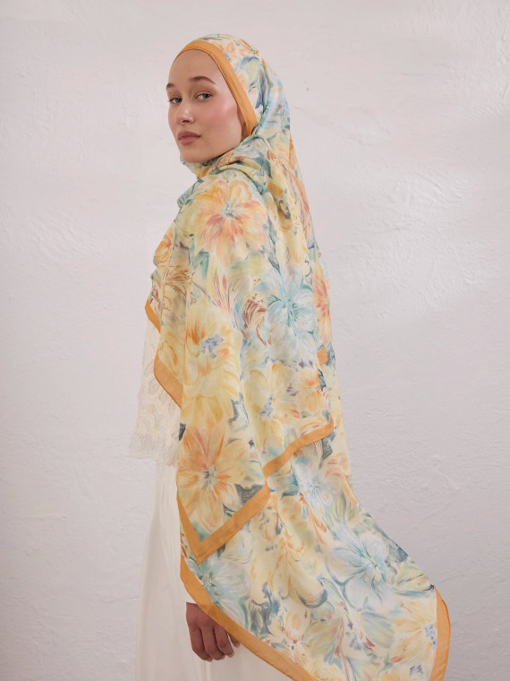 Pure Flora Patterned Rami Hijab Daylight