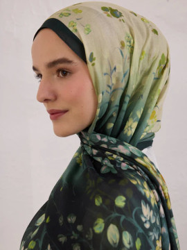 Fresh Scarfs Wisteria-patroon Rami Hijab Donkergroen