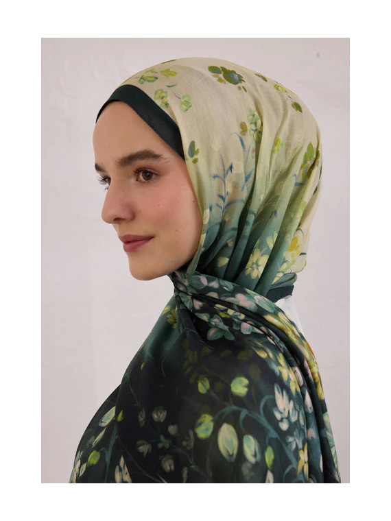 Fresh Scarfs Wisteria-patroon Rami Hijab Donkergroen