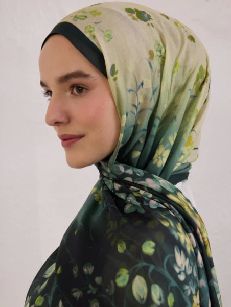 Fresh Scarfs Wisteria-patroon Rami Hijab Donkergroen