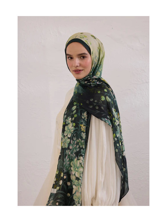 Fresh Scarfs Wisteria-patroon Rami Hijab Donkergroen