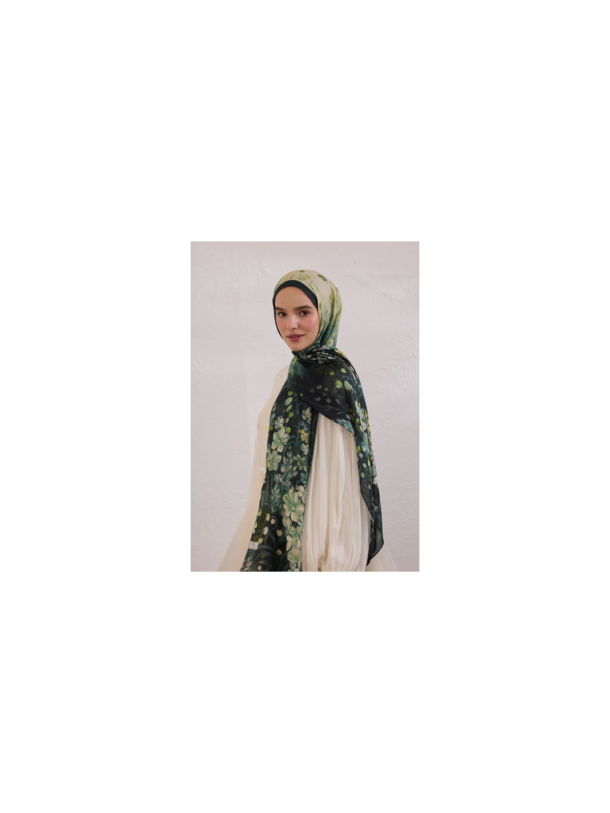 Fresh Scarfs Wisteria-patroon Rami Hijab Donkergroen