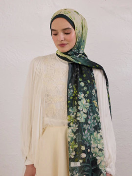 Fresh Scarfs Wisteria-patroon Rami Hijab Donkergroen