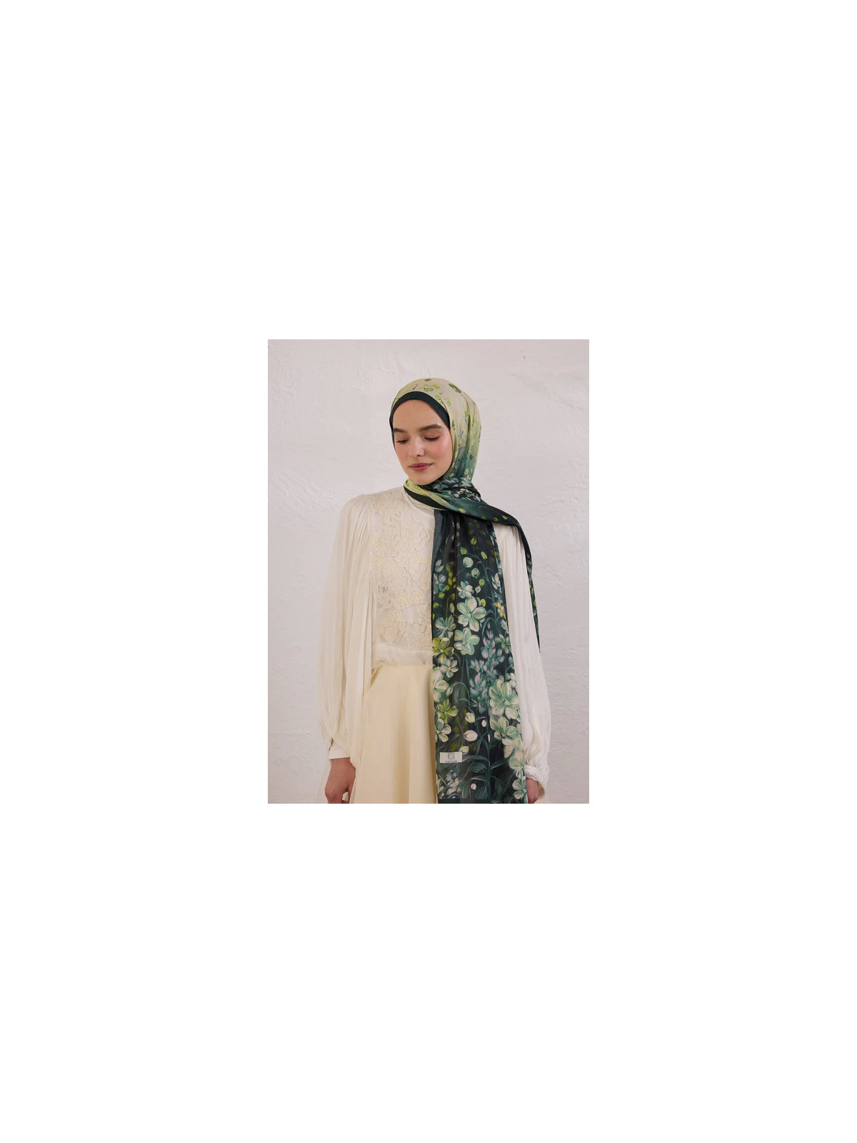 Fresh Scarfs Wisteria-patroon Rami Hijab Donkergroen