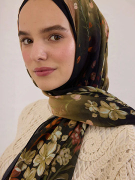 Fresh Scarfs Wisteria patroon rami sjaal zwart