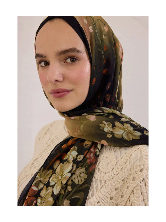 Fresh Scarfs Wisteria patroon rami sjaal zwart
