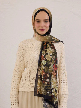 Fresh Scarfs Wisteria patroon rami sjaal zwart