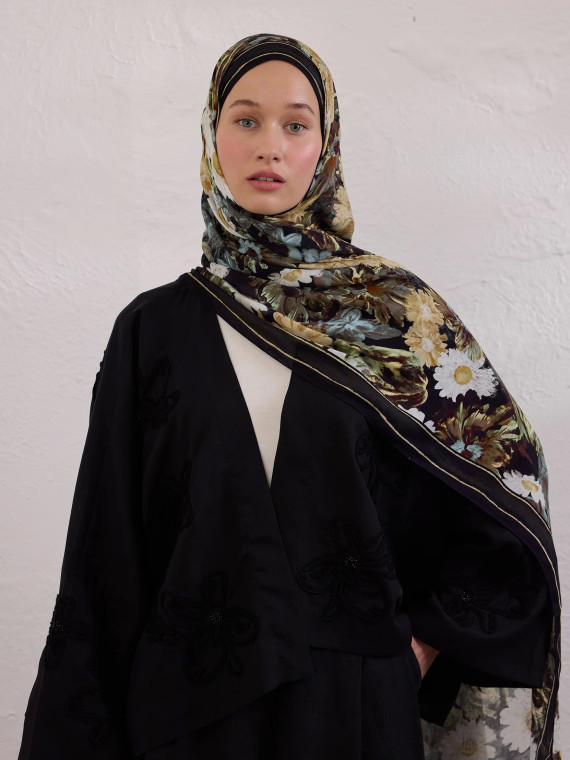 Jasmine Joy Patterned Rami Hijab Black
