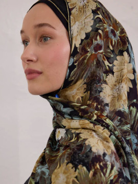 Jasmine Joy Patterned Rami Hijab Black