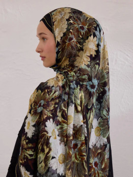 Jasmine Joy Patterned Rami Hijab siyah