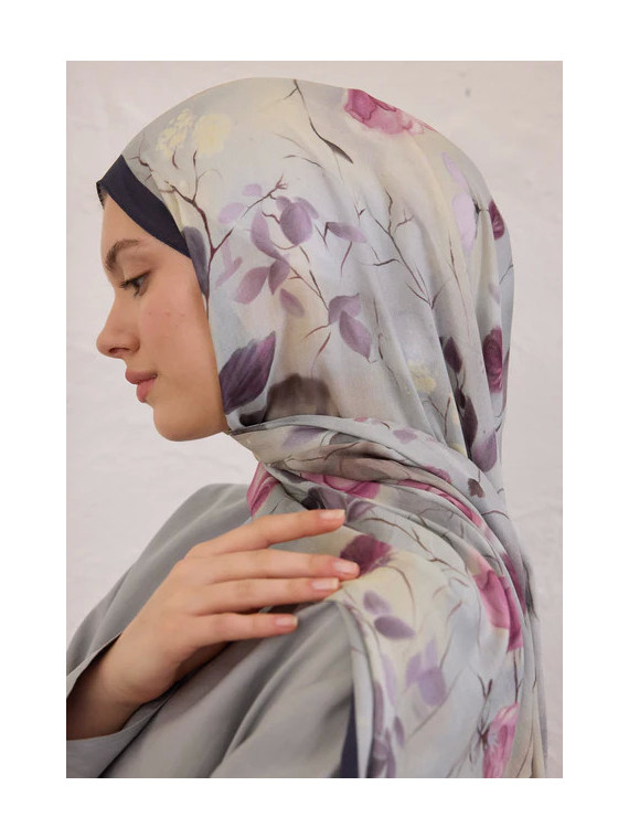 Fresh Scarfs Sweet William patroon Rami hijab zachtblauw