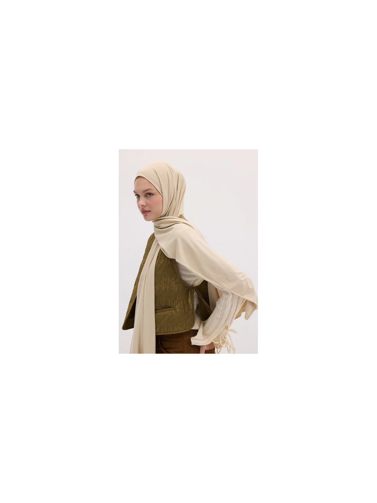 Bamboe Jersey Hijab Beige