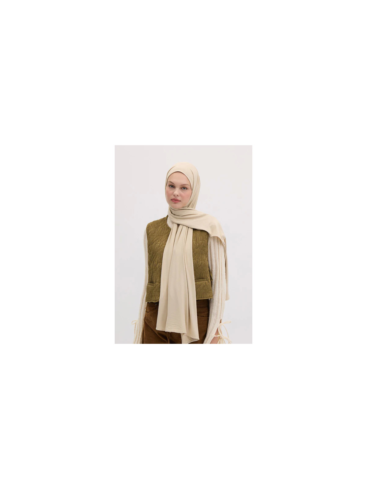 Bamboe Jersey Hijab Beige