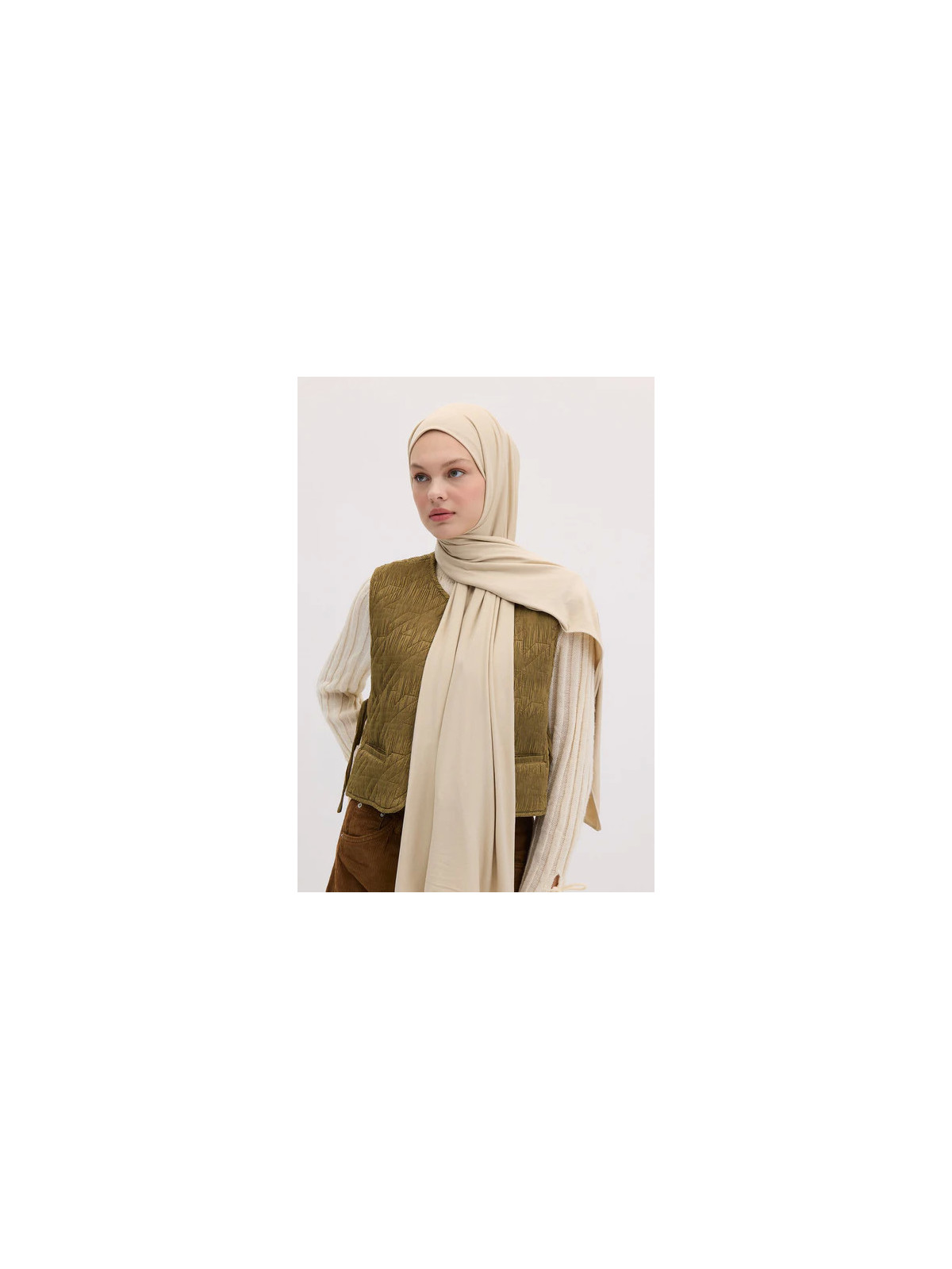 Bamboe Jersey Hijab Beige