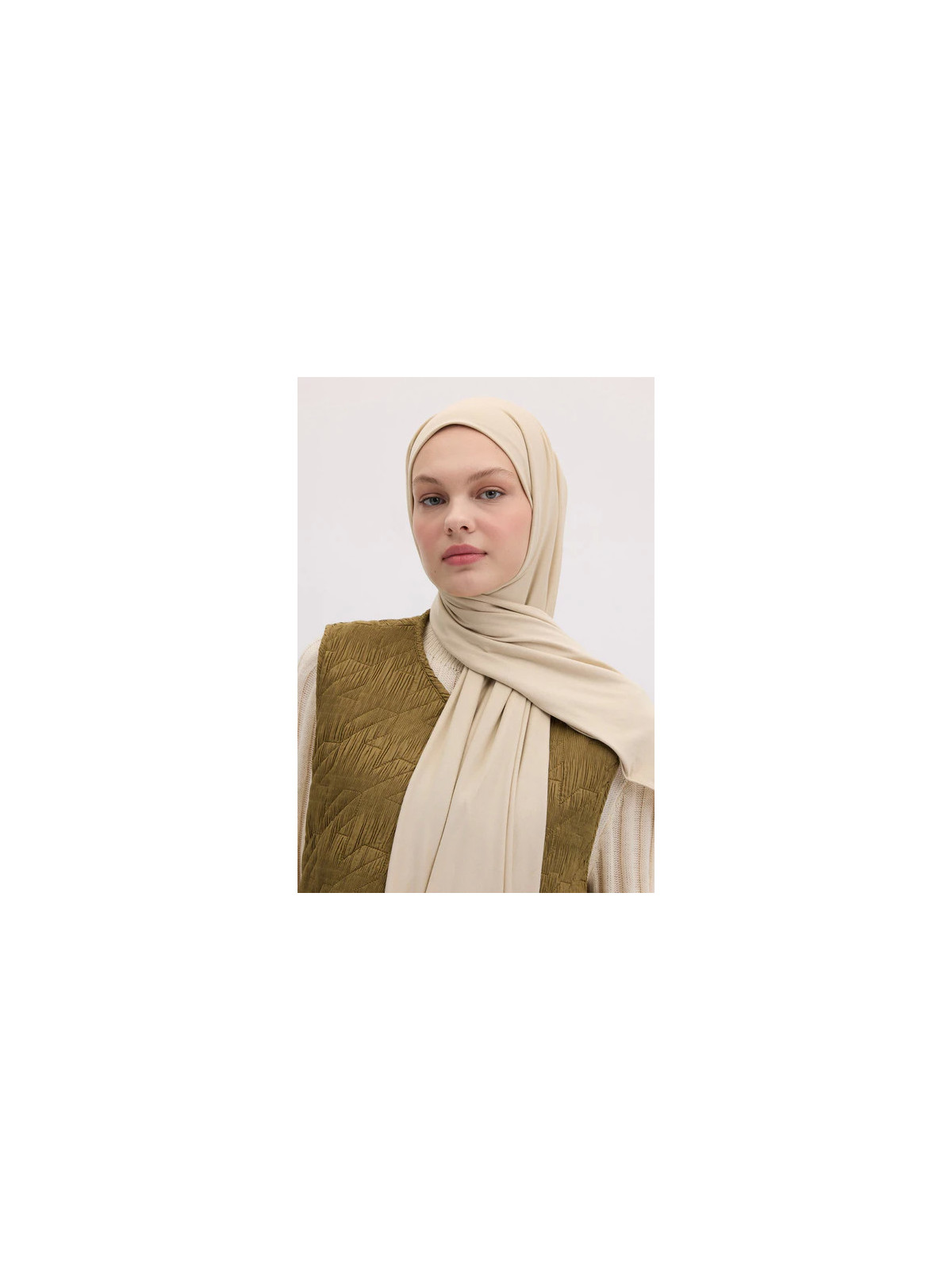 Bamboe Jersey Hijab Beige