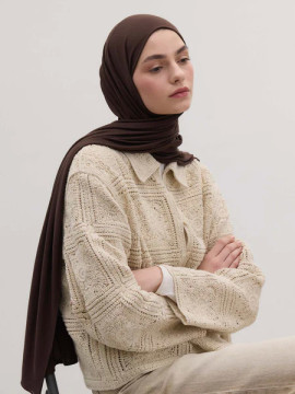 Bamboe Jersey Hijab Diepbruin