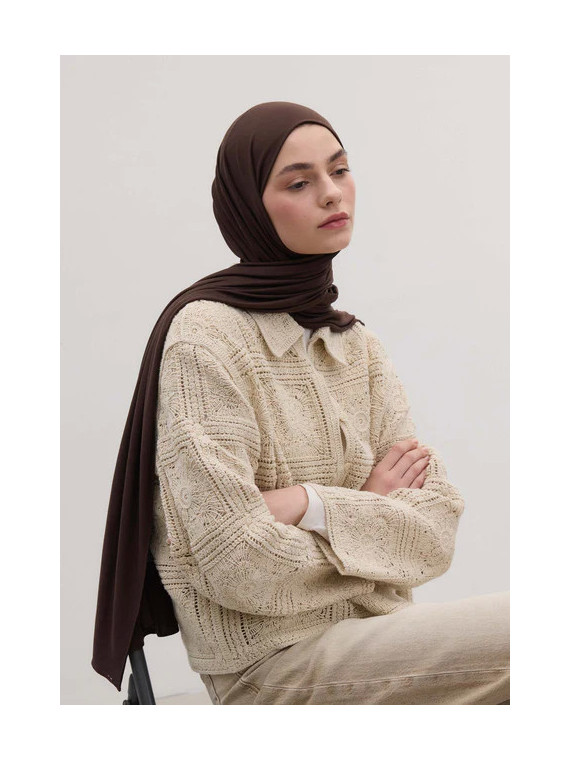 Bamboe Jersey Hijab Diepbruin