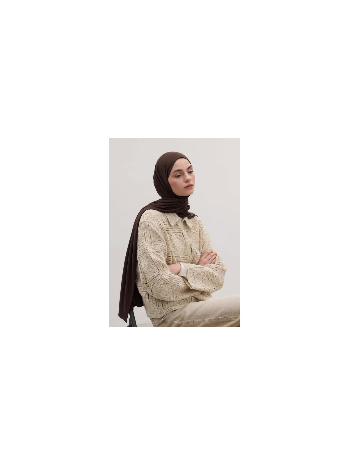Bamboe Jersey Hijab Diepbruin