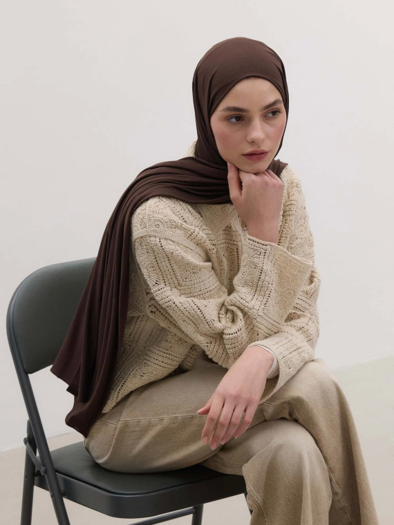 Bamboe Jersey Hijab Diepbruin