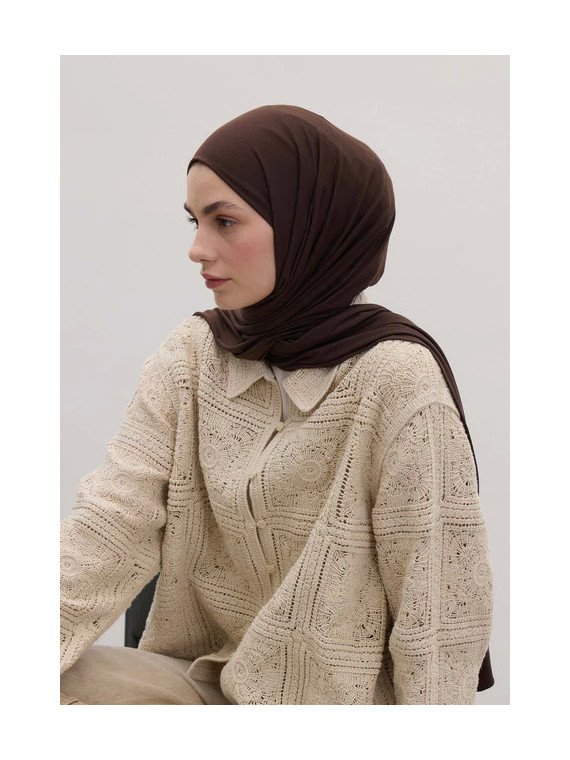 Bamboe Jersey Hijab Diepbruin