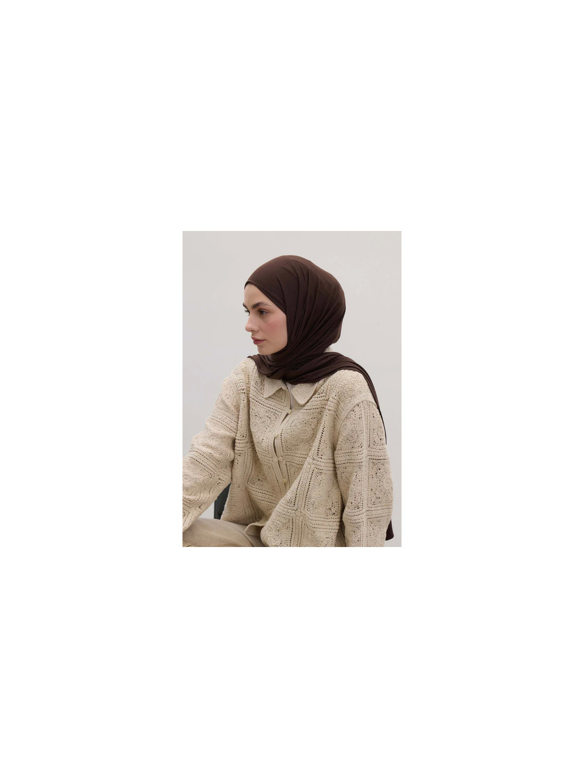 Bamboe Jersey Hijab Diepbruin