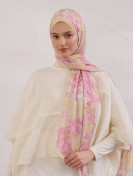 Fresh Scarfs Zomerbloeiende Rami Hijab met patroon, zachtroze