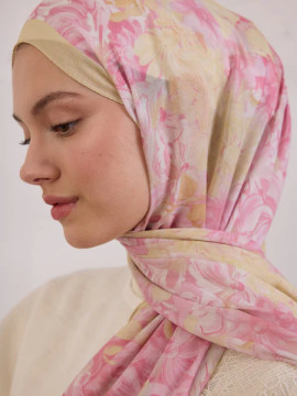 Fresh Scarfs Summer Bloom Patterned Rami Hijab Soft Pink