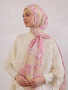 Fresh Scarfs Zomerbloeiende Rami Hijab met patroon, zachtroze