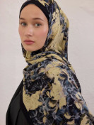Fresh Sacrfs Zomerbloeiende Rami Hijab met patroon, marineblauw