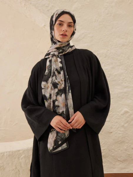 Dora Patterned Rami Hijab Anthracite