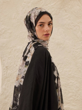Dora Patterned Rami Hijab Anthracite