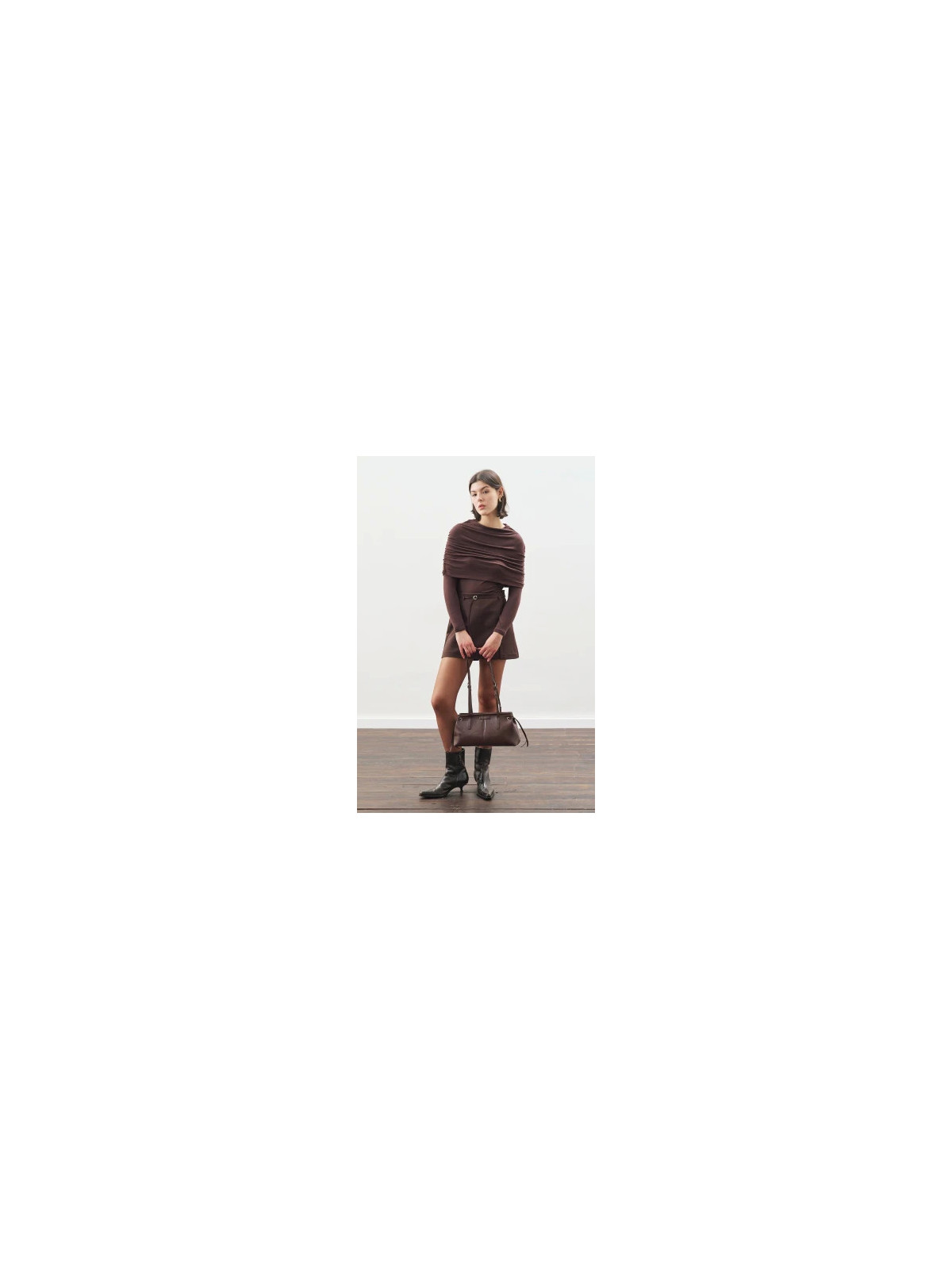 Manuka Blouse met plooien, donkerbruin