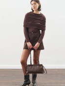 Manuka Blouse met plooien, donkerbruin