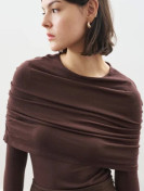 Manuka Blouse met plooien, donkerbruin