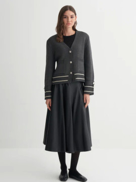 Striped Cardigan with Epaulette Detail