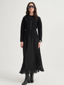 Gebreid vest met V-hals