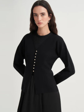 Gebreid vest met V-hals